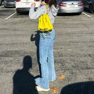 Moschino Yellow Bucket Bag with Gold Logo Hardware